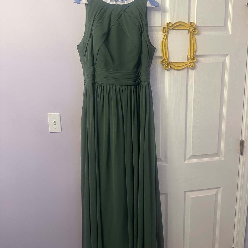 Azazie Harper Eucalyptus A-Line Pleated Chiffon Dress